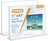 8.5 X 11 Acrylic Sign Holder Horizontal 2Pack, Double Sided Display Stand, Clear Table Sign Flyer Menu Holders, Plastic Paper Stand Picture Frame for Office, Store, Restaurant