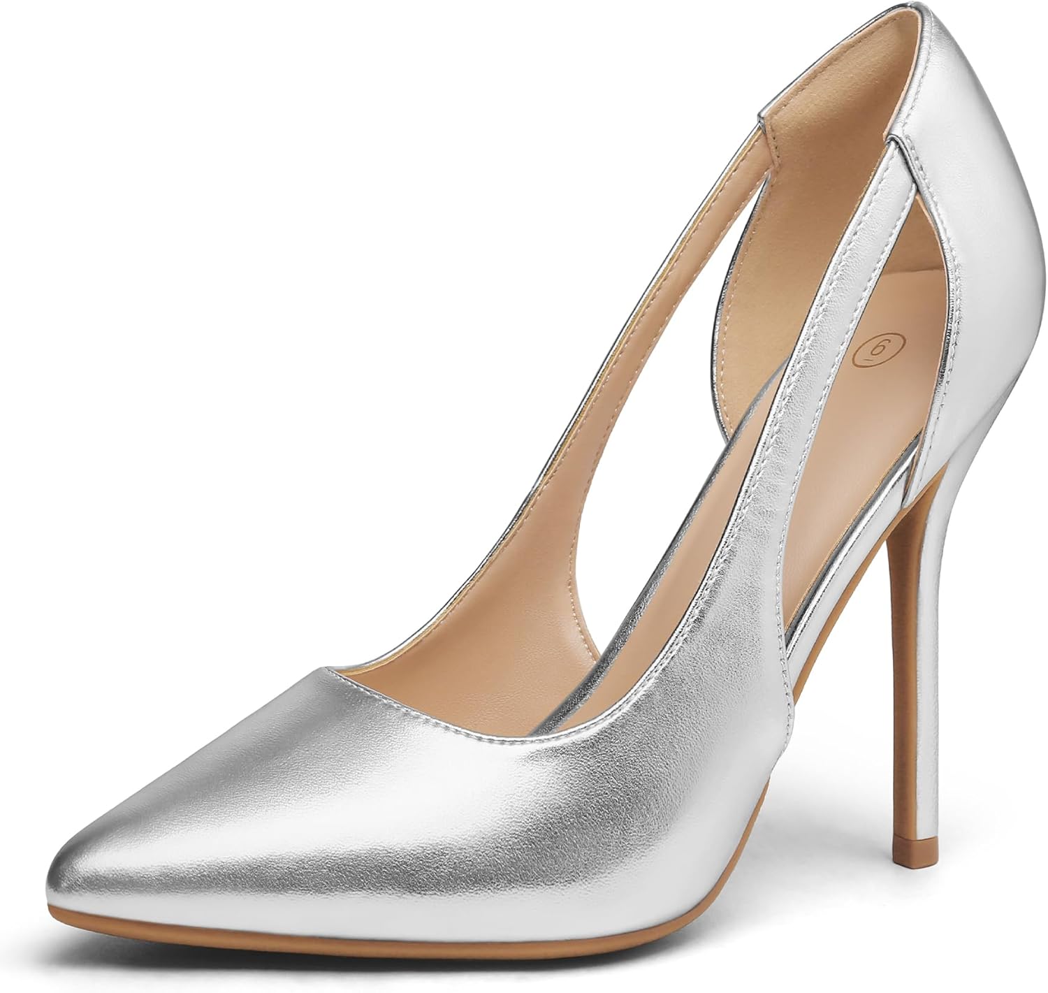 mysoft Women's Stiletto Heels Pumps Closed Toe 4IN Cut Out High Heels Pointed Toe Dress Shoes