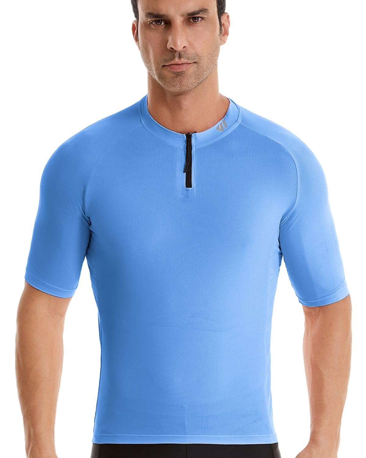 Wulibike Cycling Jersey Men Short Sleeve, Road Bike Jerseys Half Zipper with Pockets, Bicycle Clothing Breathable Quick Dry