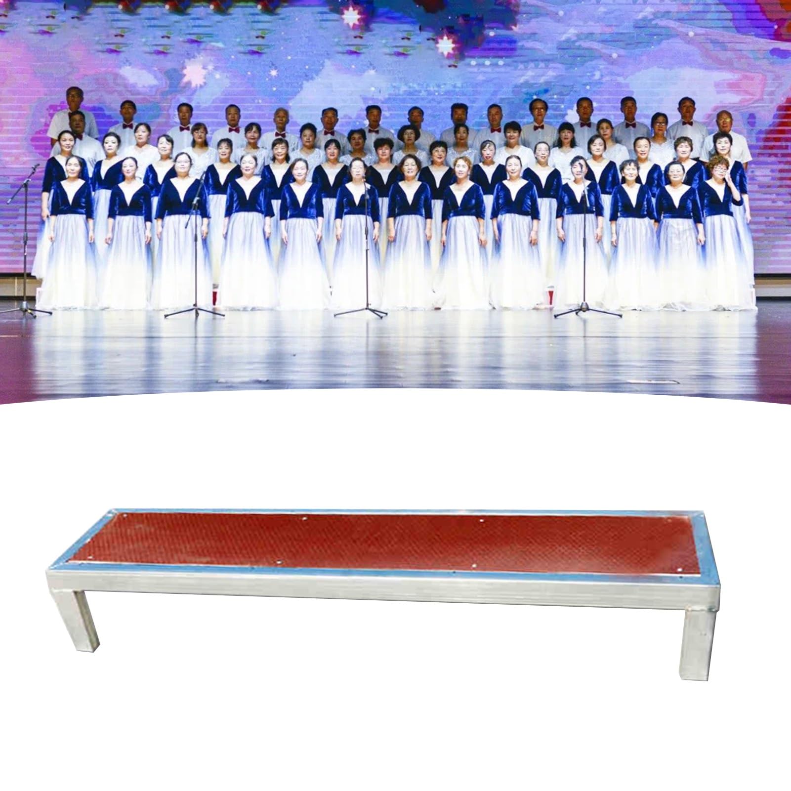 Pedana rialzata per palcoscenico, pedane mobili per Coro a 1/2/3 Livelli - Pedana Antiscivolo per palcoscenico, Ideale per scuole e teatri, pedana Resistente per spettacoli corali con Piano