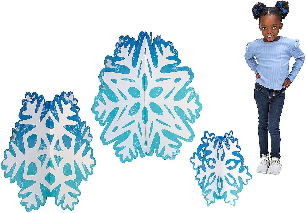 Fun Express 16 3/4" - 36 1/2" 3D Snowflake Cardboard Cutout Stand-Ups - 3 Pieces