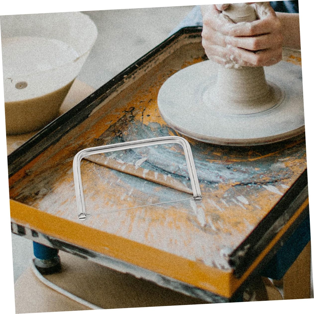 OSALADI 3 Set Tagliare Lo Strumento di di Ceramica Argilla Essiccata all'Aria per Adulti Attrezzo Taglierino Strumento di Filo per Argilla Strumenti di Argilla Argento 2 Pezzi*3