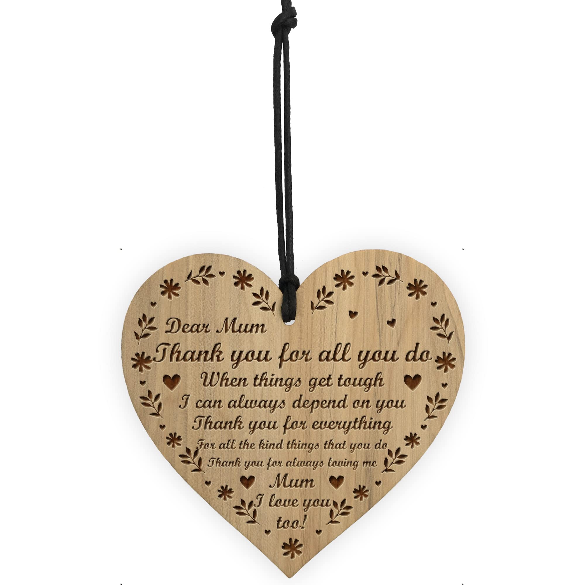 Red Ocean Mum I Love You Gifts Engraved Heart Mum Birthday Thank You Plaque
