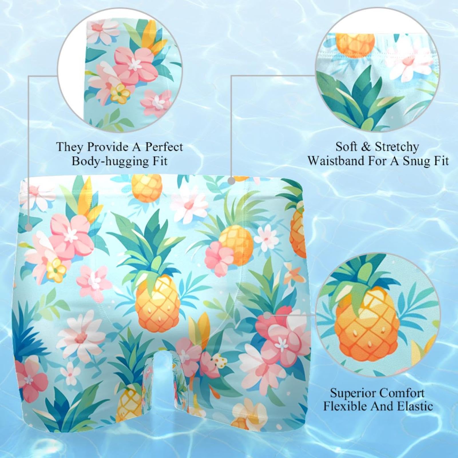 Mens Pineapple Art-1399 Jammer Swimsuit Elastic Waistband Short Boxer Swimsuit Board Shorts, XXL,