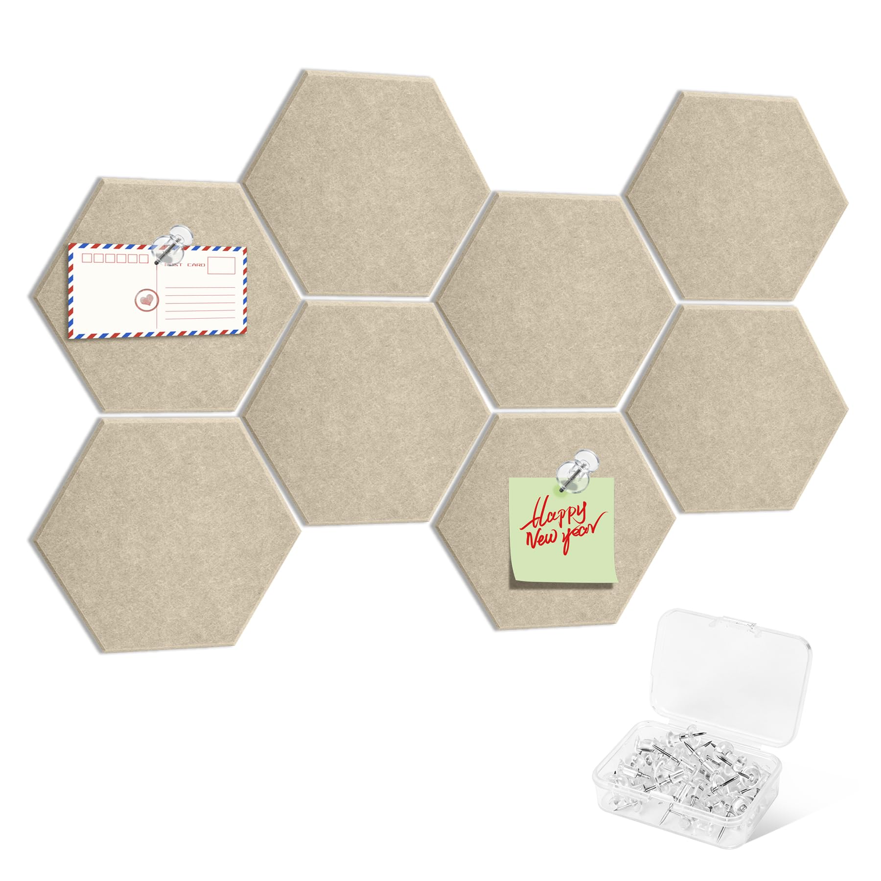 8PCS Hexagon Felt Bulletin Cork Tiles, Bulletin Board for Walls Decor