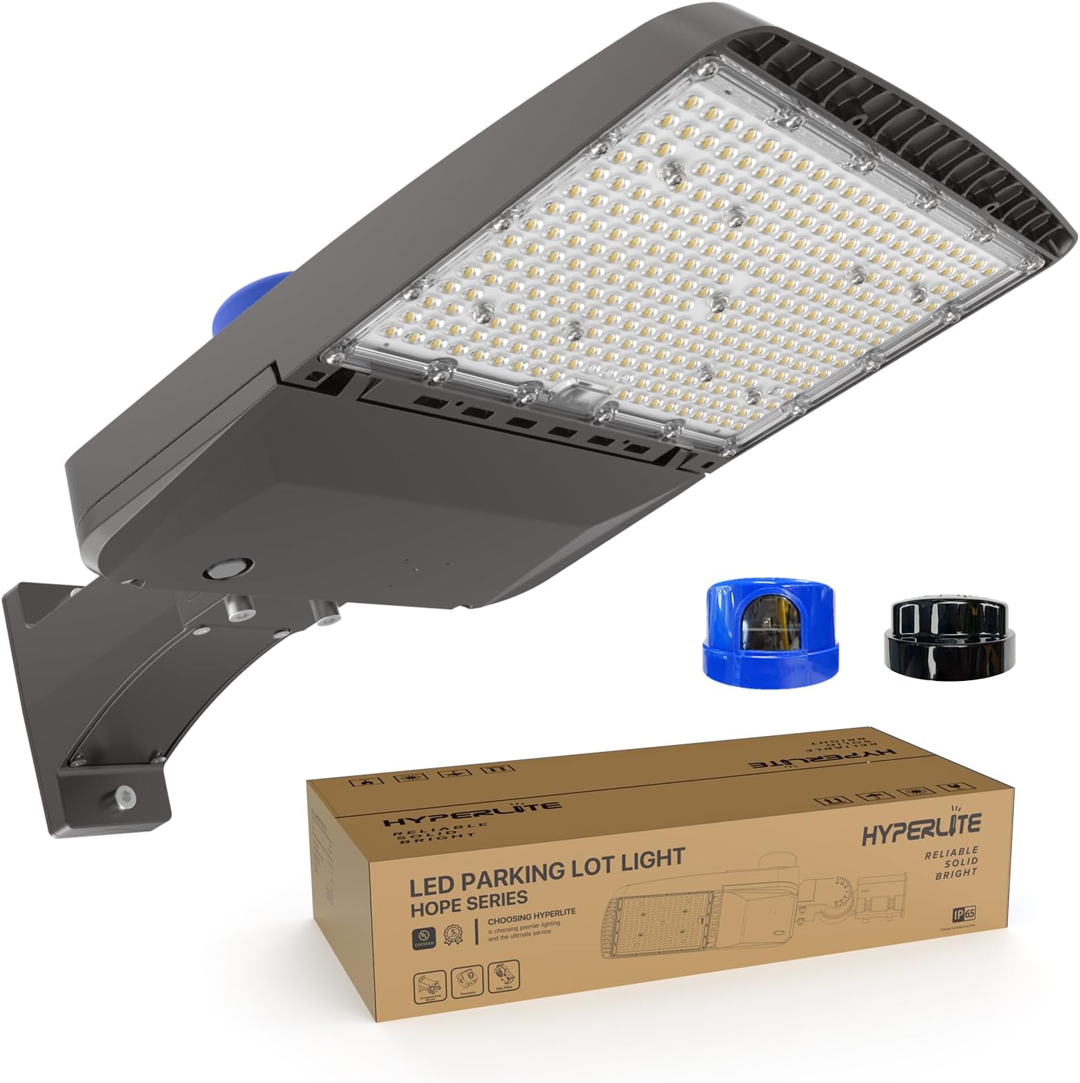 HYPERLITELED Parking Lot Lights 200W LED Shoebox Light with Dusk to Dawn Photocell -30000lm 5000K UL Certified IP65 LED Area Light for Court|Stadium|Parking Lot|Roadways