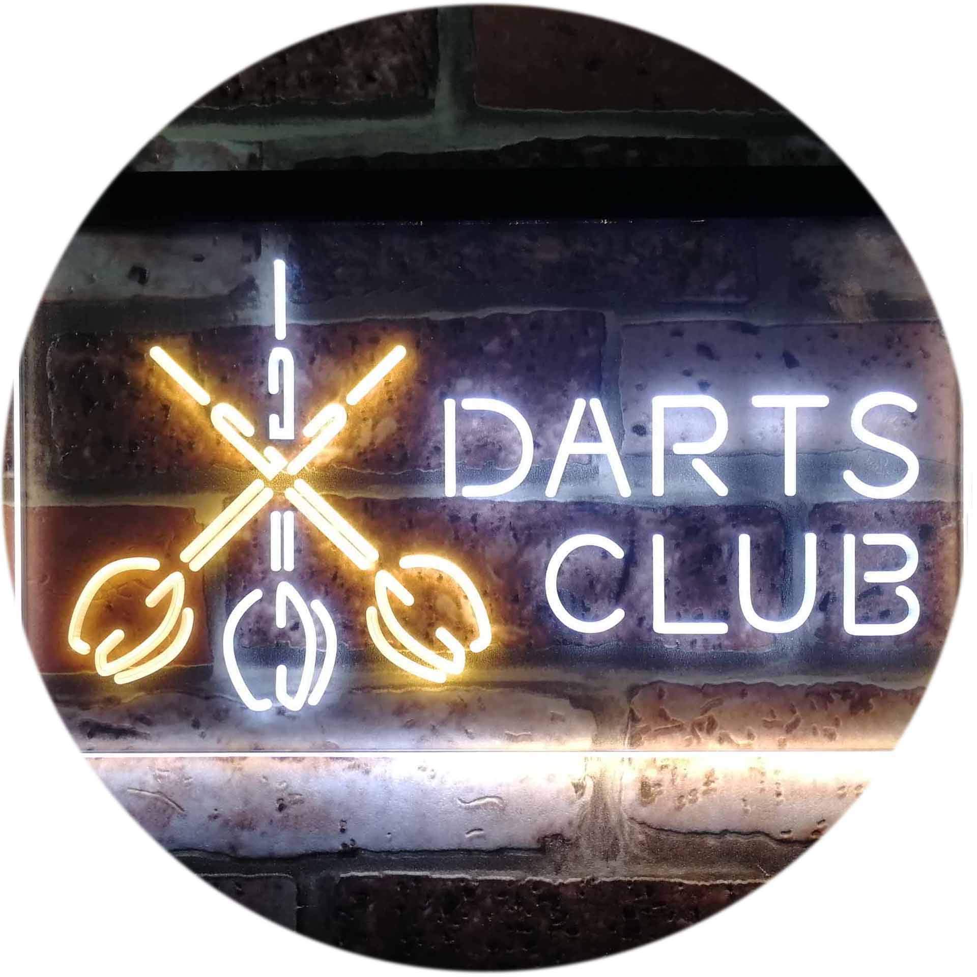 ADVPRO Dart Clubs Bar Pub VIP Open Dual Color LED Neon Sign White & Yellow 600 x 400mm st6s64-i3185-wy — image 1