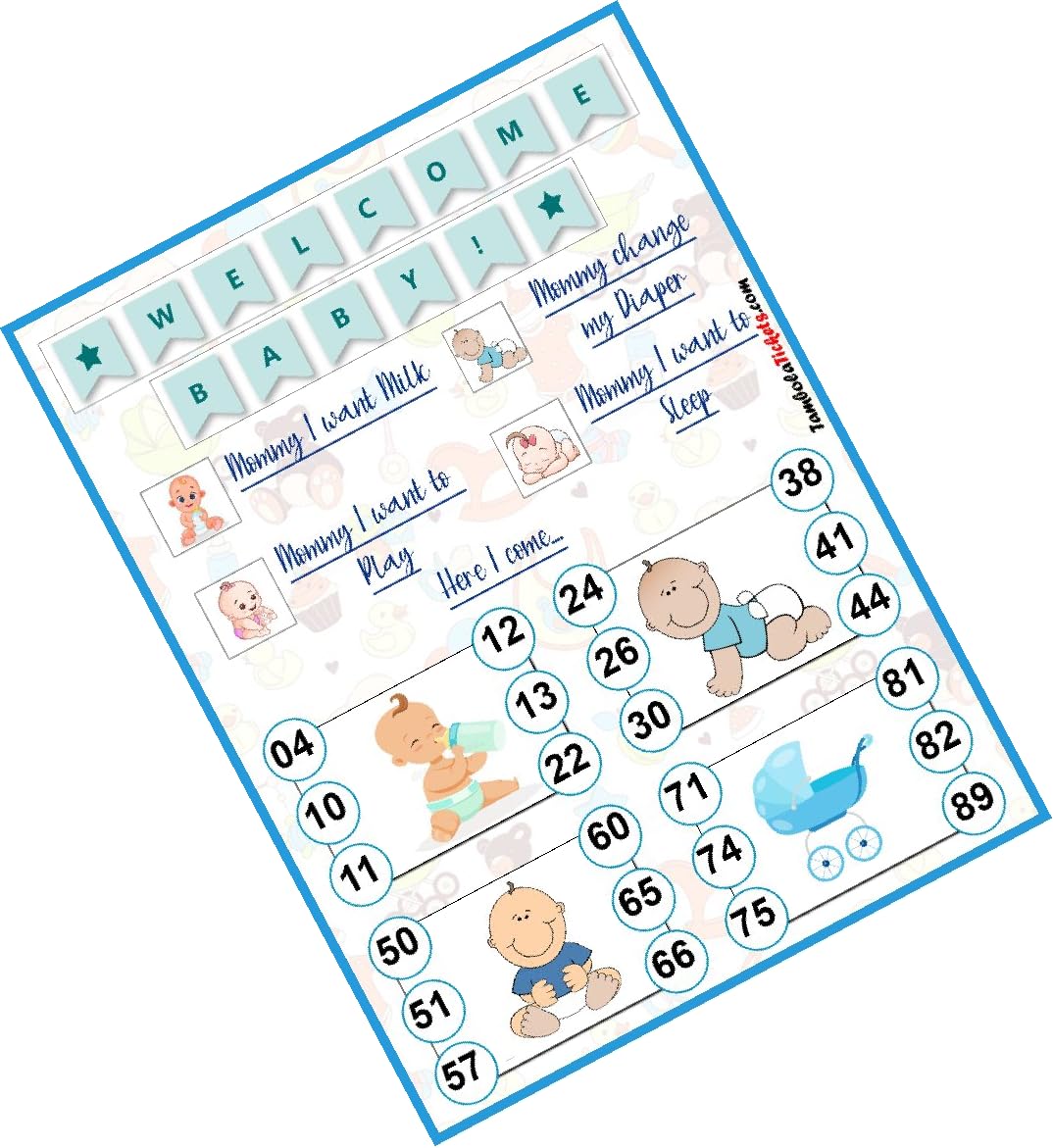 Welcome Baby Shower Theme tambola Tickets Bingo housie lotto (Printed on Hard Sheet, Big Size Tickets, 24 Cards) (B0CD7YK5FB) Amazon Price History, Amazon Price Tracker