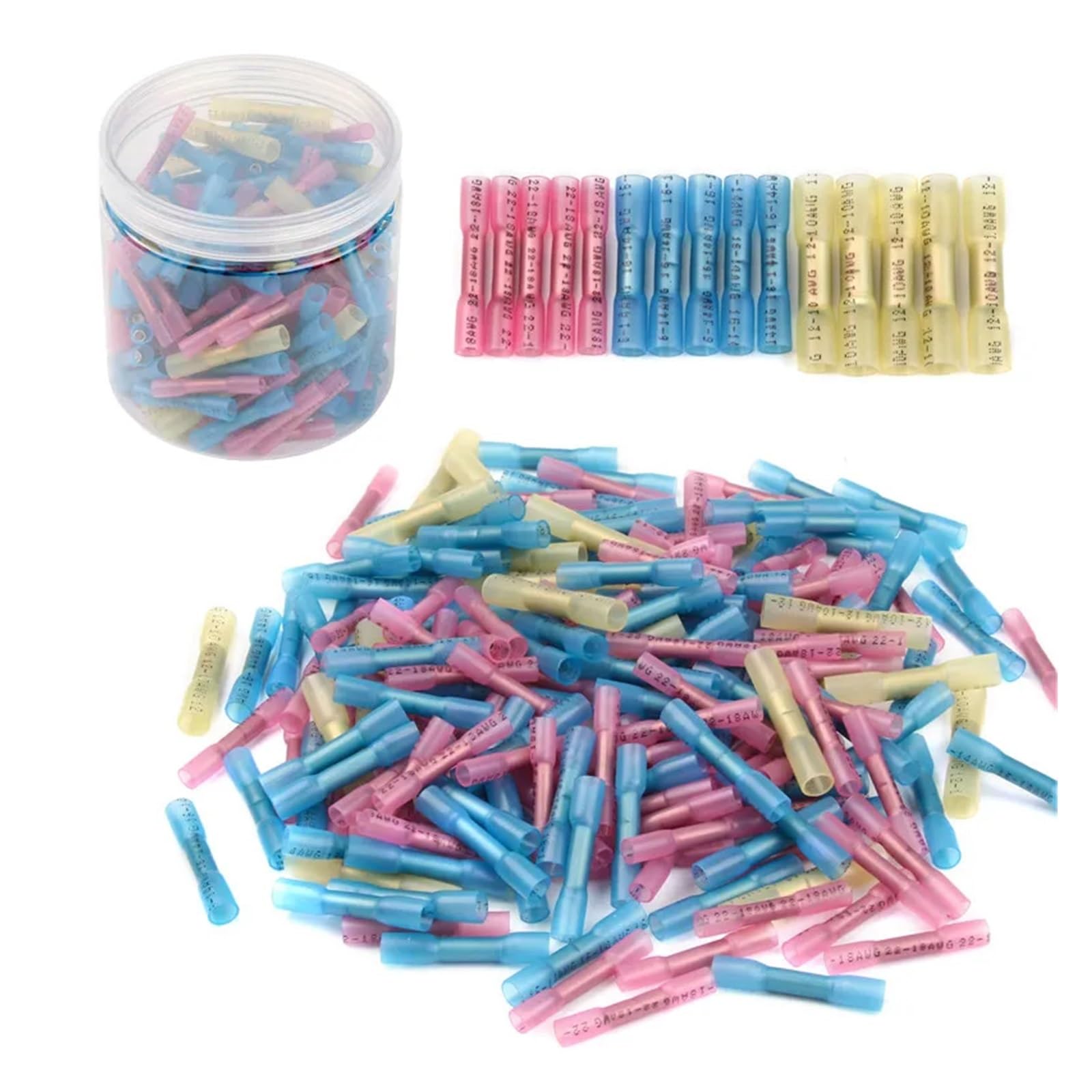 ICXLPMC 200PCS Heat Shrink Butt Connectors Seal Electrical Wire Connector Splice Cable Crimp Terminals AWG 22-10