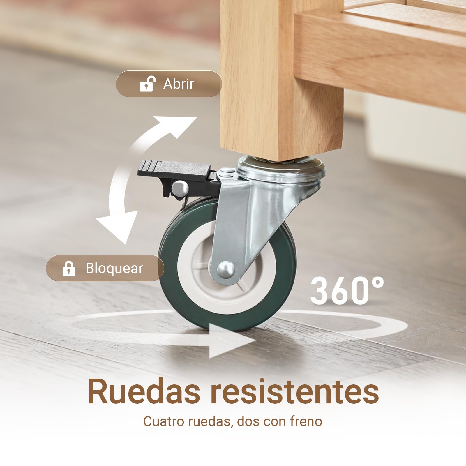SoBuy Carro de Cocina con Ruedas y Estantería – Mueble Auxiliar de Cocina de Madera Isla Cocina Natural 80 x 40 x 90 cm FKW24-II-N