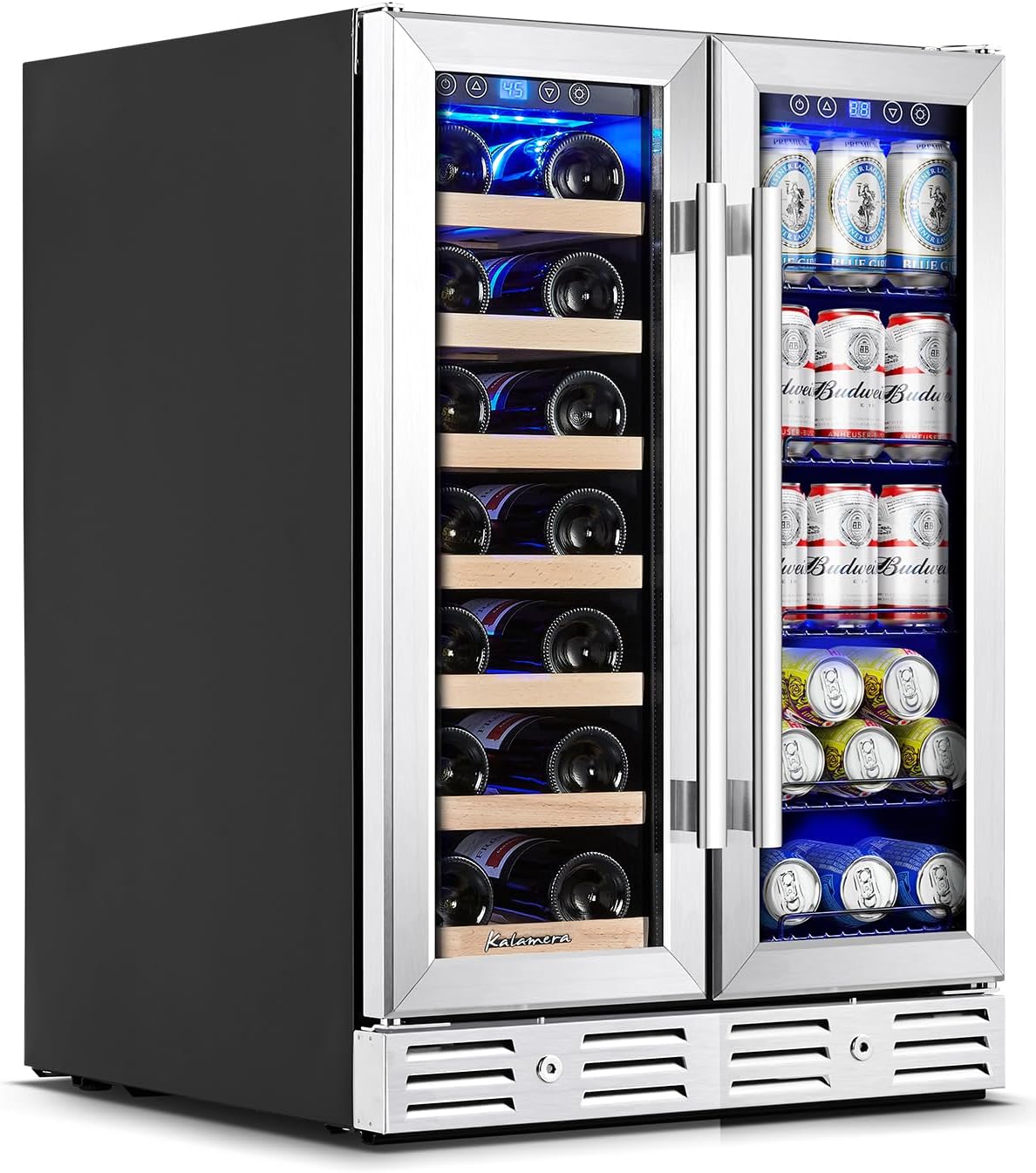 Kalamera Wine and Beverage Refrigerator, 24 Inch Dual Zone Wine Cooler