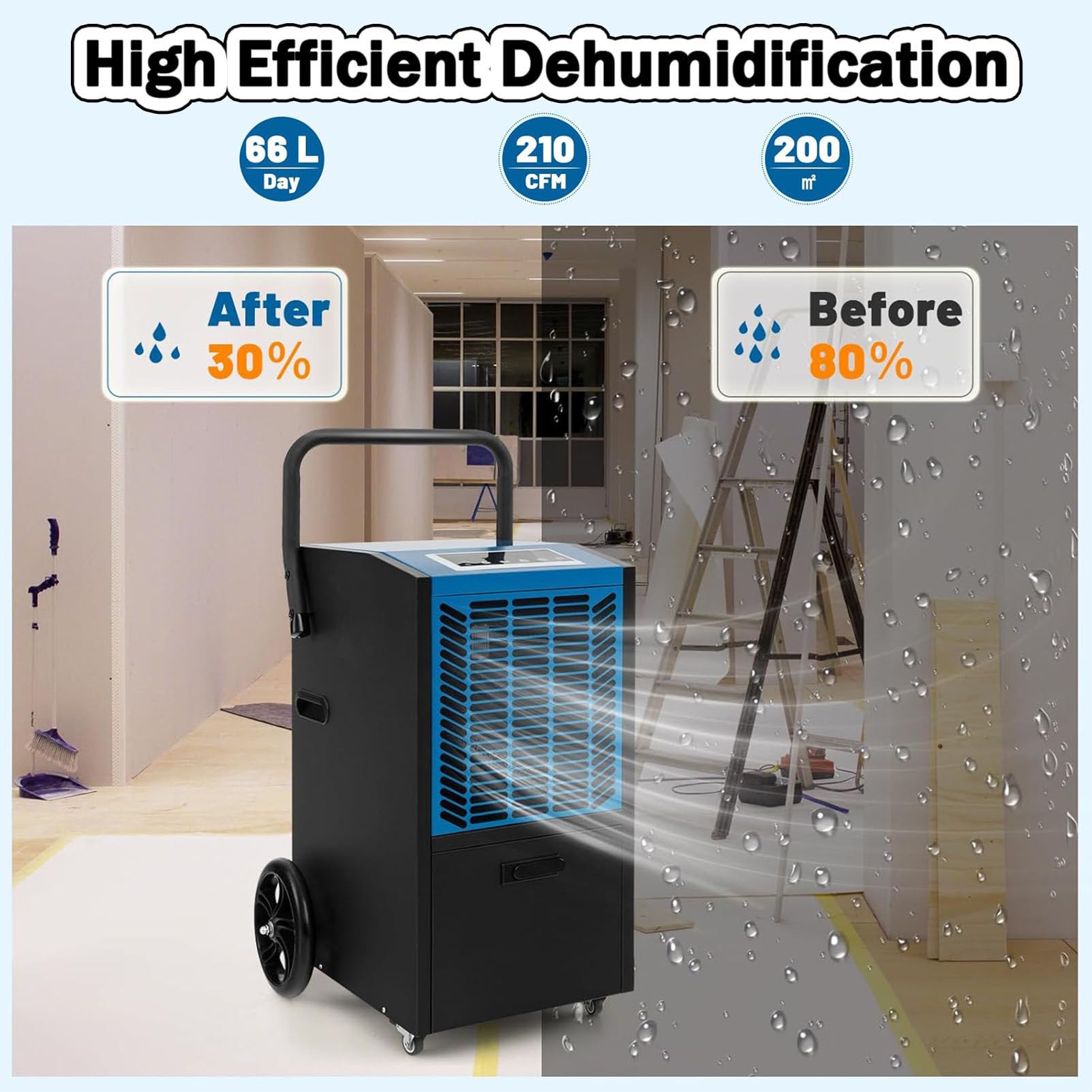 Deumidificatore A Compressore, Display Digitale Dell'Umidità, Ultra-Silenzioso, A Risparmio Energetico, Timer 24 Ore, Ideale per Asciugare I Vestiti Umidi.,Black