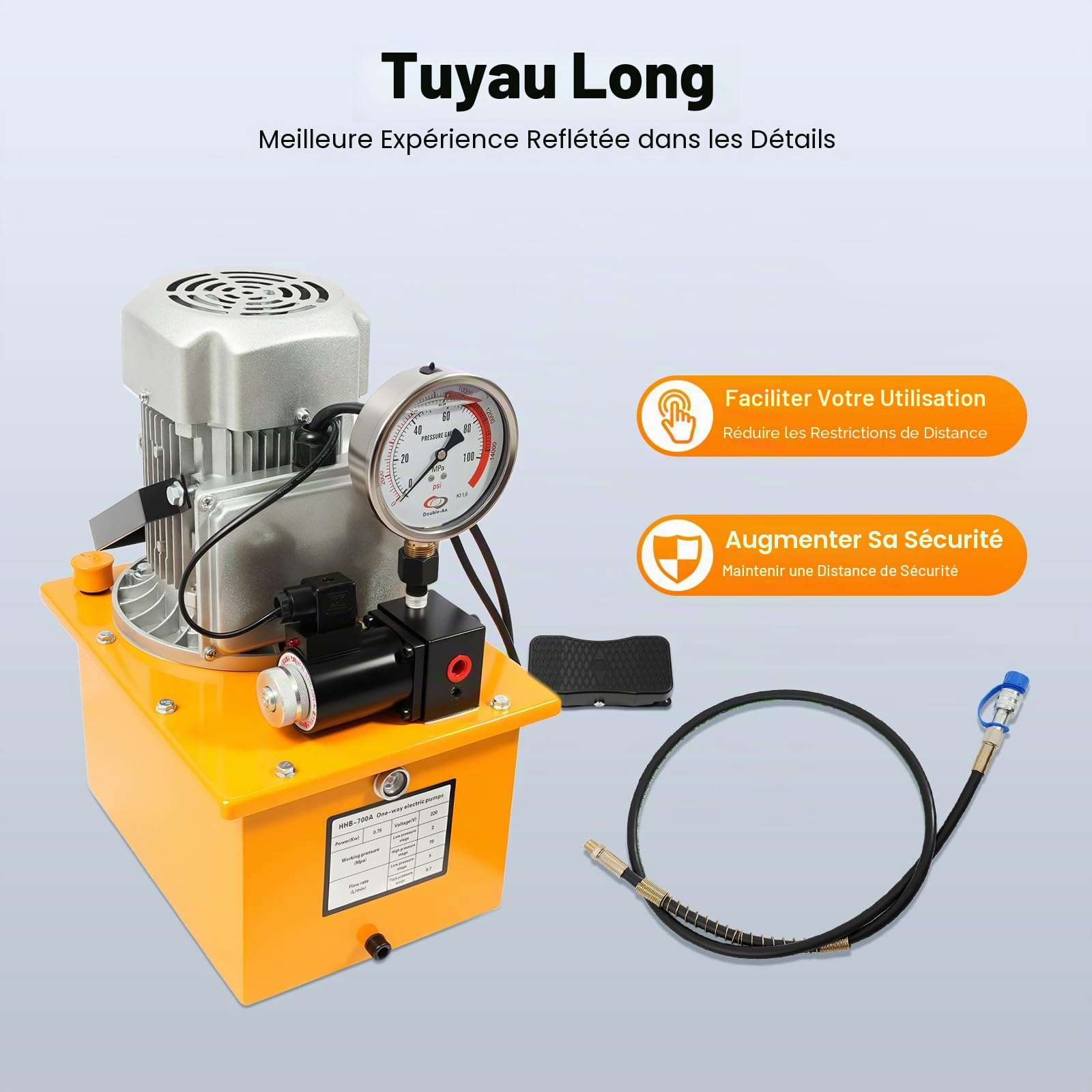 Pompe hydraulique électrique avec réservoir de carburant de 7L, 750W 220V Agrégat hydraulique Pompe électrohydraulique Électropompe hydraulique, 2-70Mpa Électrovanne Pompe hydraulique pour la
