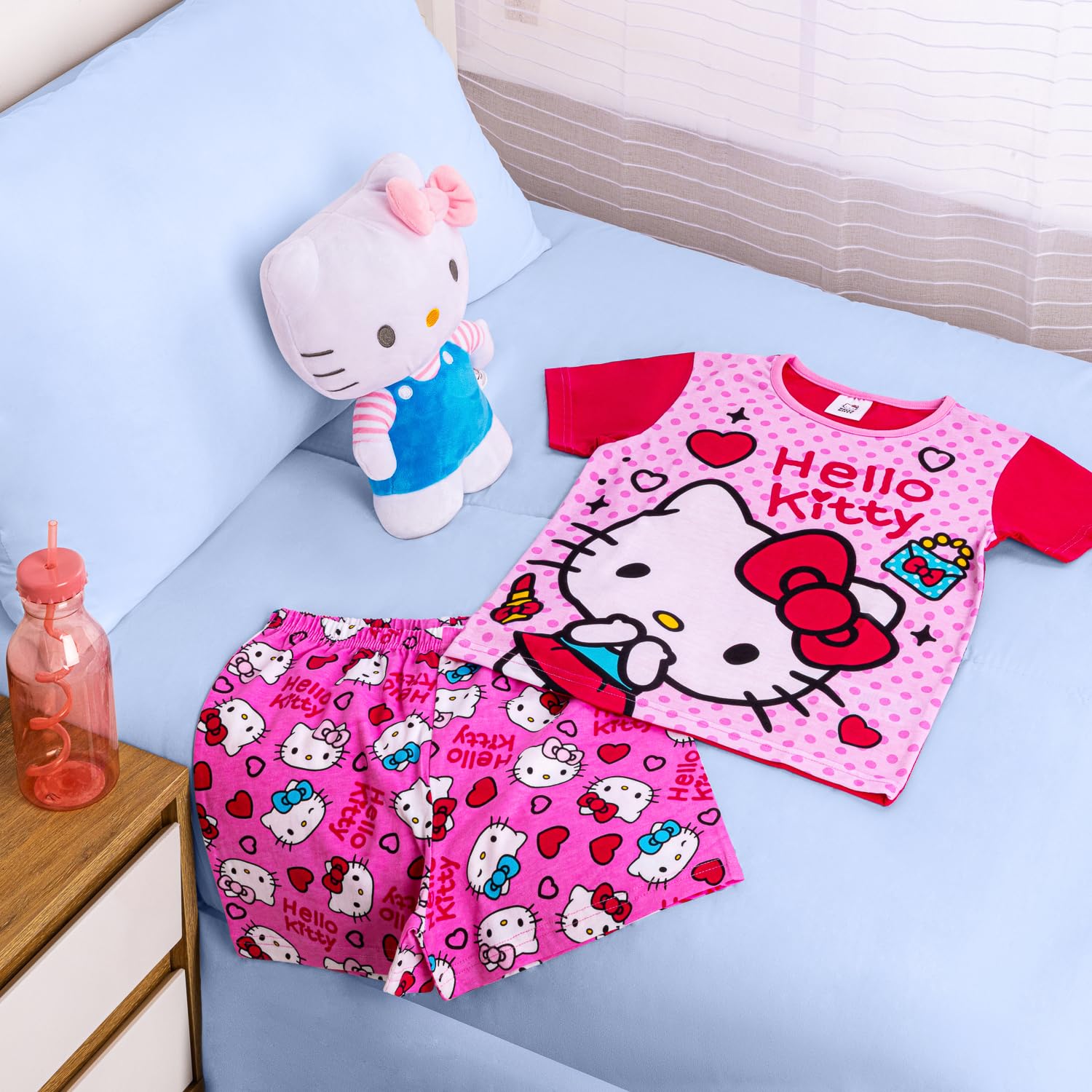 Hello Kitty Pyjama | Pyjama pour fille | Ensemble de pyjama pour filles | Vêtements de nuit officiels pour enfants de 4 à 14 ans