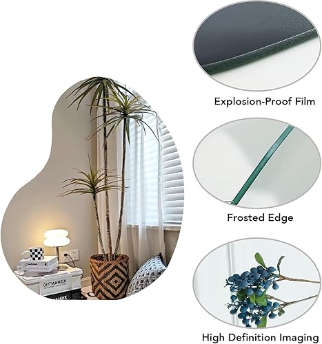 Miniatura 5 de Espejo de pared irregular, espejo asimétrico para montar en la pared, 21.6 x 27.5 pulgadas, espejo decorativo grande con forma para sala de estar,