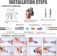 Vista 7 de Kit de conectores Deutsch de 194 piezas, 2 pares, 2 3 4 6 8 12 pines, conector eléctrico impermeable gris con contactos estampados y tapones