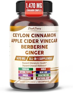 Ceylon Cinnamon 1,470 mg with Apple Cider Vinegar, 150 Capsules