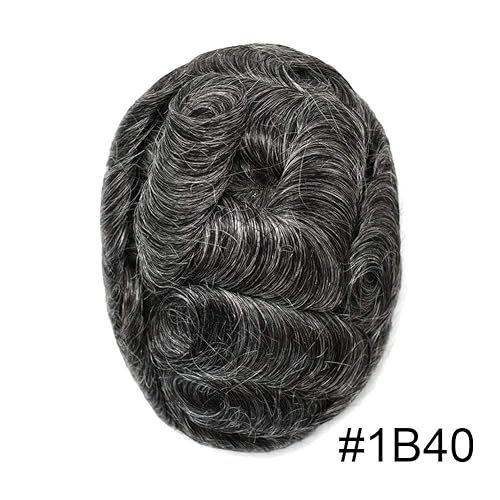 Miniatura 8 de Pelucas de pelo de poliuretano para hombre, tupé con encaje frontal, protesis capilar para hombre, línea capilar natural, sistemas de reemplazo de