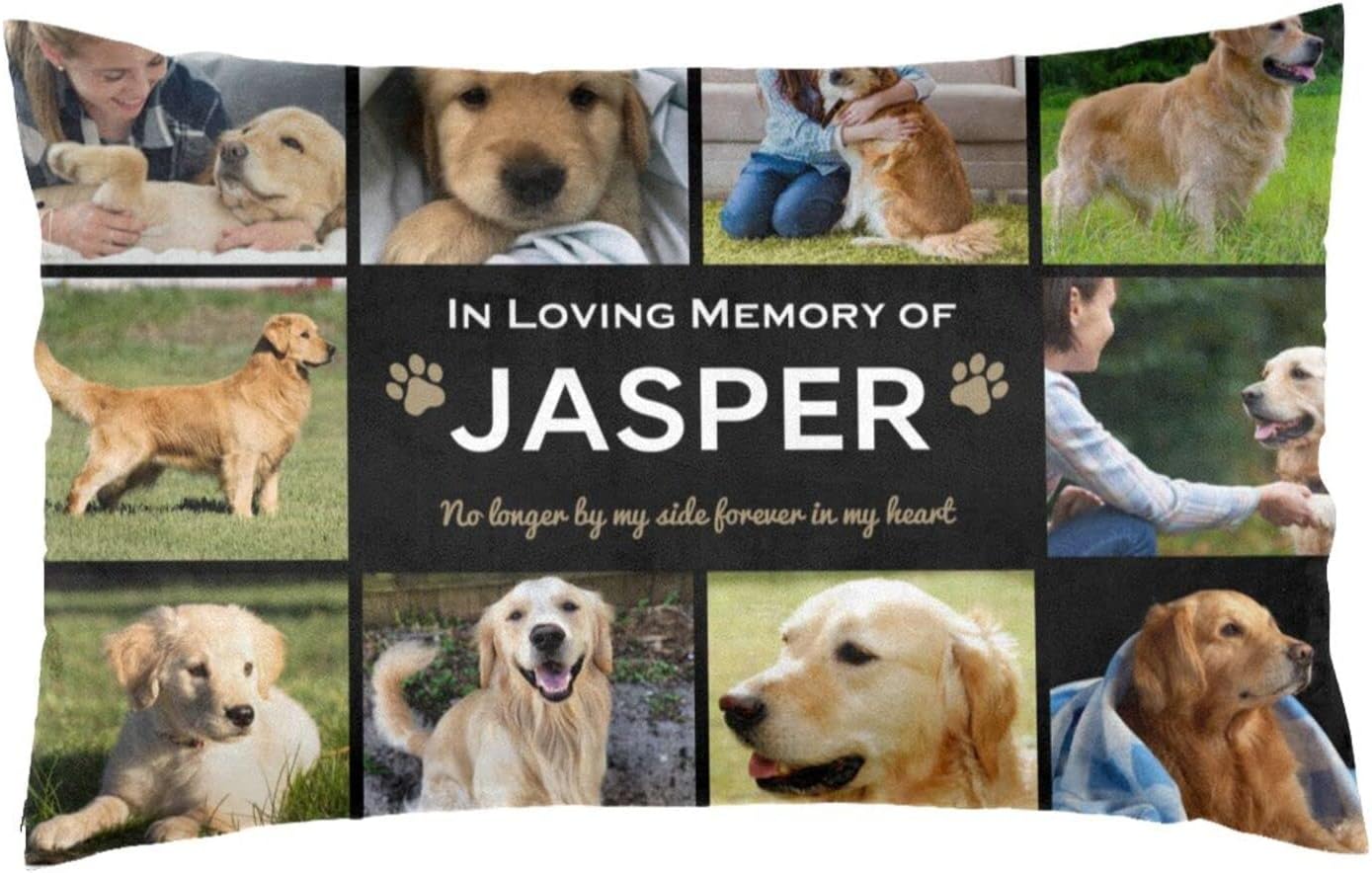 NICTIMEID Dog Memorial Personalized 10 Photos Collage Pillow Case - Pet Memorial Gifts - Sympathy Gift to in Memory of Dog - Bereavement Gifts for Loss of Dog, 16X24 inch