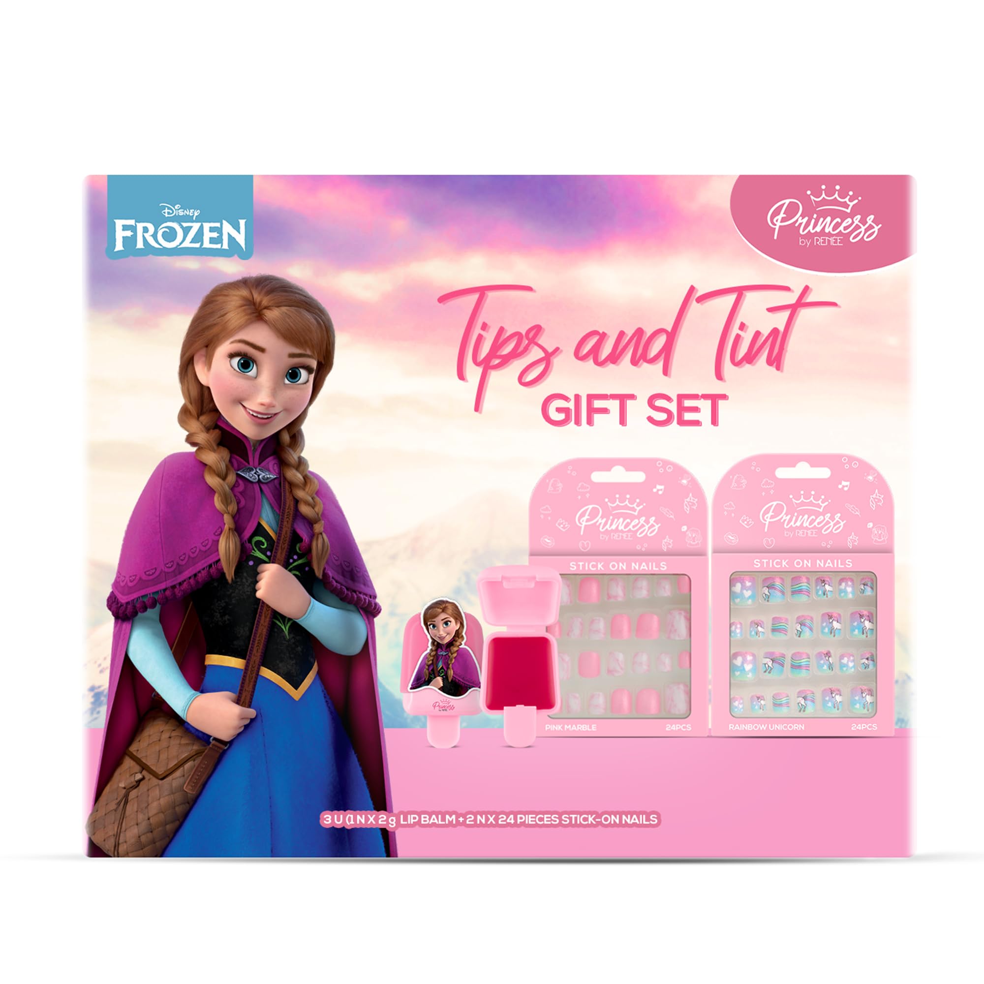 Princess by RENEE Tips & Tint Beauty Gift Set For Preteens | Includes Stick On Nails- Rainbow Unicorn & Pink Marble & Popsicle Lip Balm- Anna-image-39