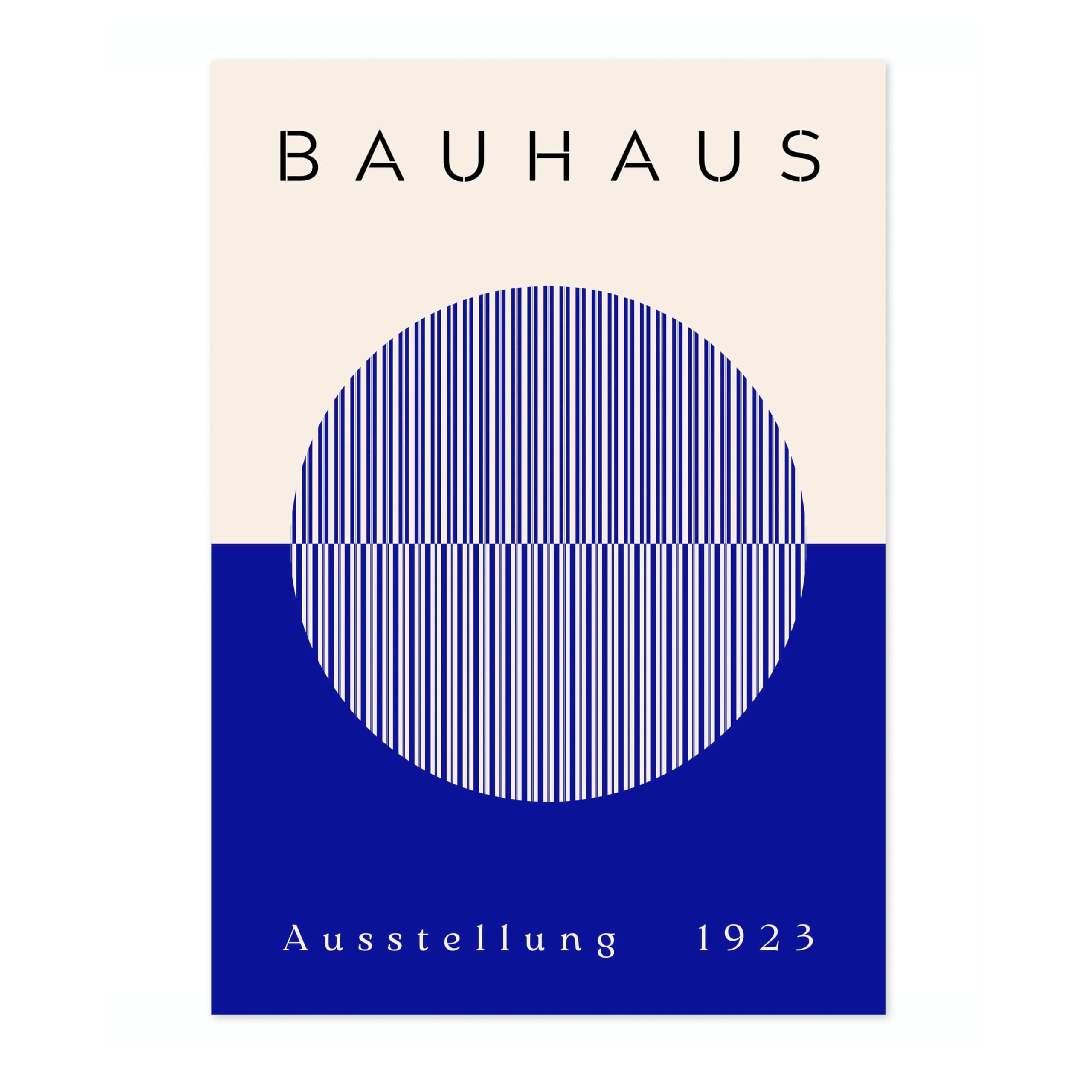 Blue & White Interlocking Circles Bauhaus Poster Mid Century Modern Wall Decor Print, Abstract Geometric Wall Art Boho Abstract Artwork Architecture, Archival Matte, A5 (Print Only) - 21x14.8cm