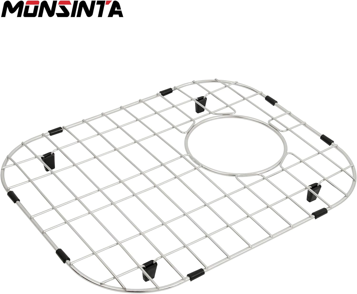 Sink Protectors for Kitchen Sink, Sink Grids 13" x 16" Big Kitchen Sink Grate, 11 1/4” x 14 1/2” Small Kitchen Sink Grid with Rear Drain for Single Sink Bowl, Sink Bottom Grid, 2 Pack