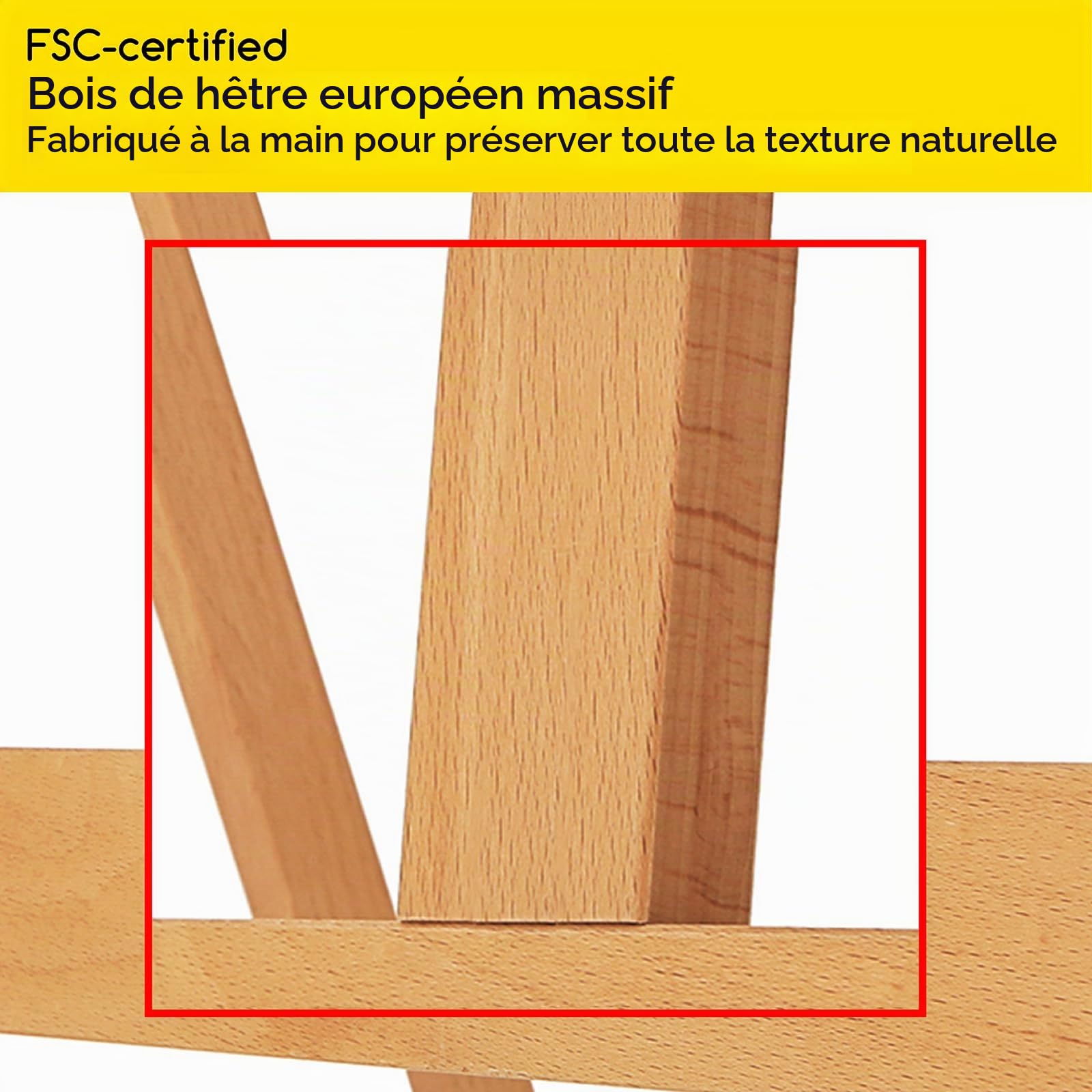 MEEDEN Chevalet de studio en H avec cadre en bois de hêtre Taille moyenne réglable inclinable pour peinture au sol, peut contenir jusqu'à 122 cm