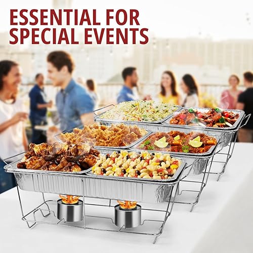 Miniatura 6 de Disposable Chafing Dish Buffet Set, 33 Piece of Chafing Servers with Food Warmers, Covers, Half-Size Food Pans, Water Trays, Serving Utensils, Foil