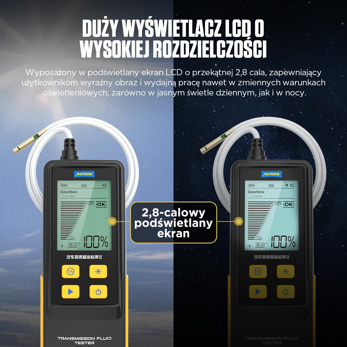 Tester del fluido di trasmissione, Tester dell'olio della trasmissione automatica Rivelatore di trasparenza del fluido di trasmissione Strumento di prova diagnostico Analizzatore Meter