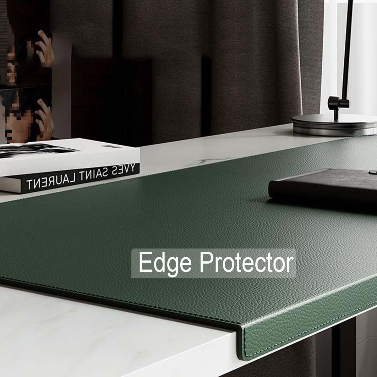 Grand sous-Main de Bureau en Cuir synthétique avec Protection des Bords,imperméable,pour Ordinateur Portable,Bureau,Maison,sous-Main (40 x 80 cm,Noir)