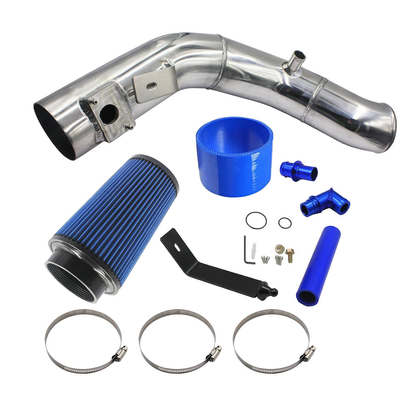4-Inch Tube Cold Air Intake Kit Compatible for Ford F-250 F-350 F-450 F-550 Powerstroke 6.0L 2003-2007 (Blue)