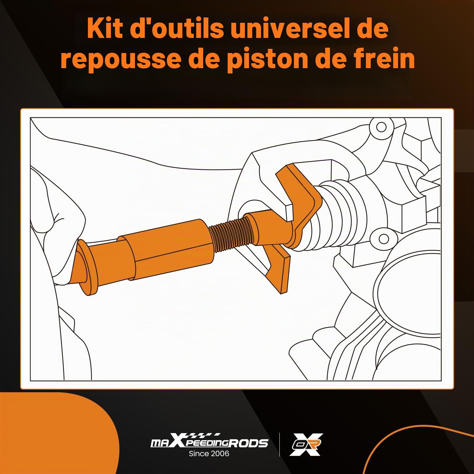 maXpeedingrods Jeu d'outils universels de repousse-piston de frein 8 pièces, 3/8 Zoll (9.525MM) universel d'outils de réinitialisation des pistons de frein de Disque Outil et adaptateurs