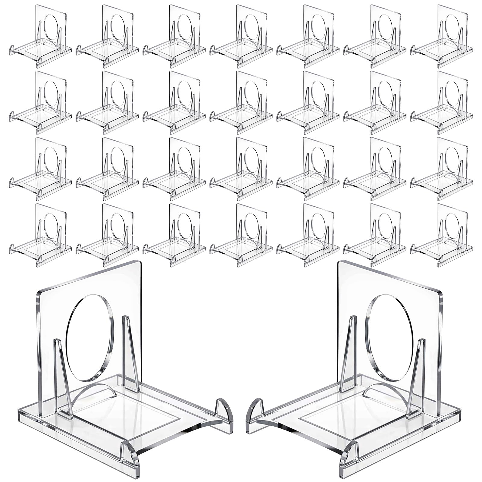 Photo 1 of Novabright 30 Pack 2-piece Card Display Stands Mini Swap Card Holder Adjustable Transparent Acrylic Mini Holder Small Hard Sleeve Magnetic Top Display Stands for Office Home
