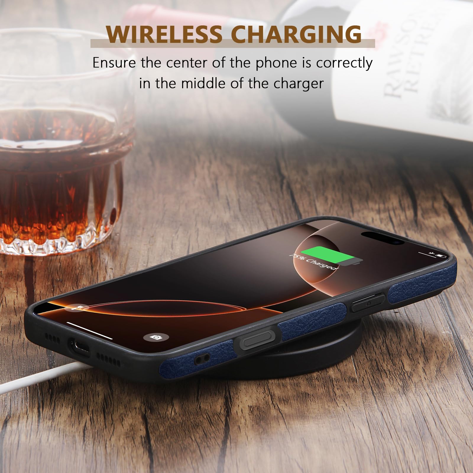 AIOVETEAB Cover Compatibile Con IPhone 15 Pro Max,PU Pelle Premium Custodia Slim Sottile Retrò Business Flessibile Antigraffio Case Posteriore Protettiva Per IPhone 15 Pro Max, Rosso - Foto 6