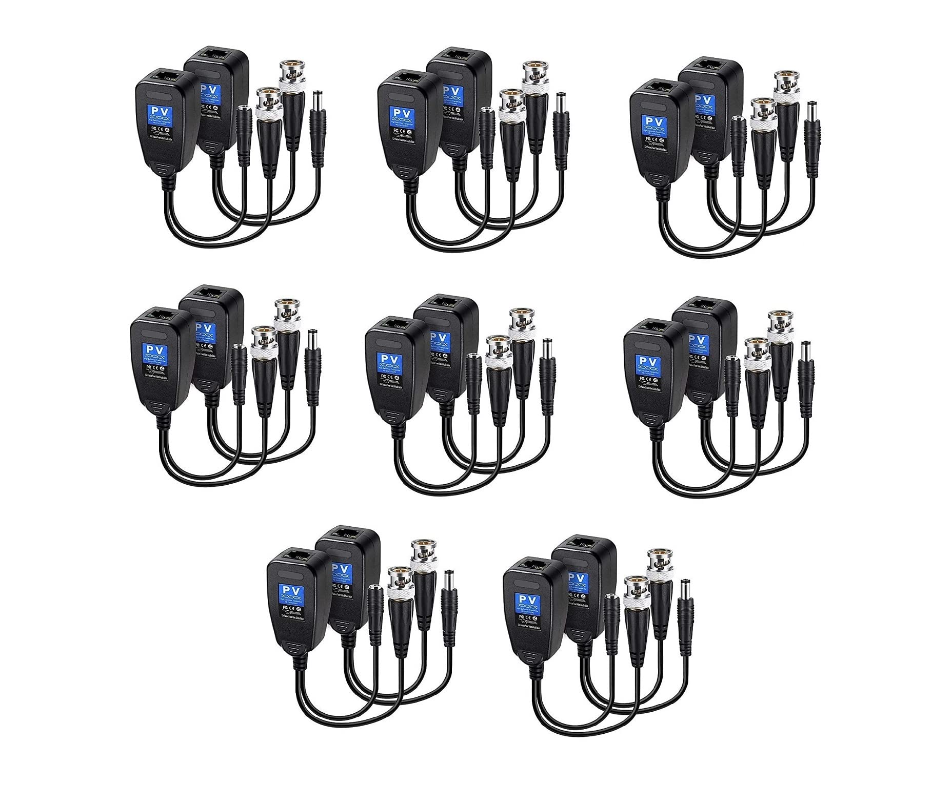 LipiWorld 8MP (PV) Passive Video Balun BNC DC to RJ45 Network Transceiver Cat5/Cat6 Adapter AHD/TVI/CVI/CVBS for Full HD CCTV DVR Security Surveillance Camera System (Pack of 8),Green,Yellow-image-8