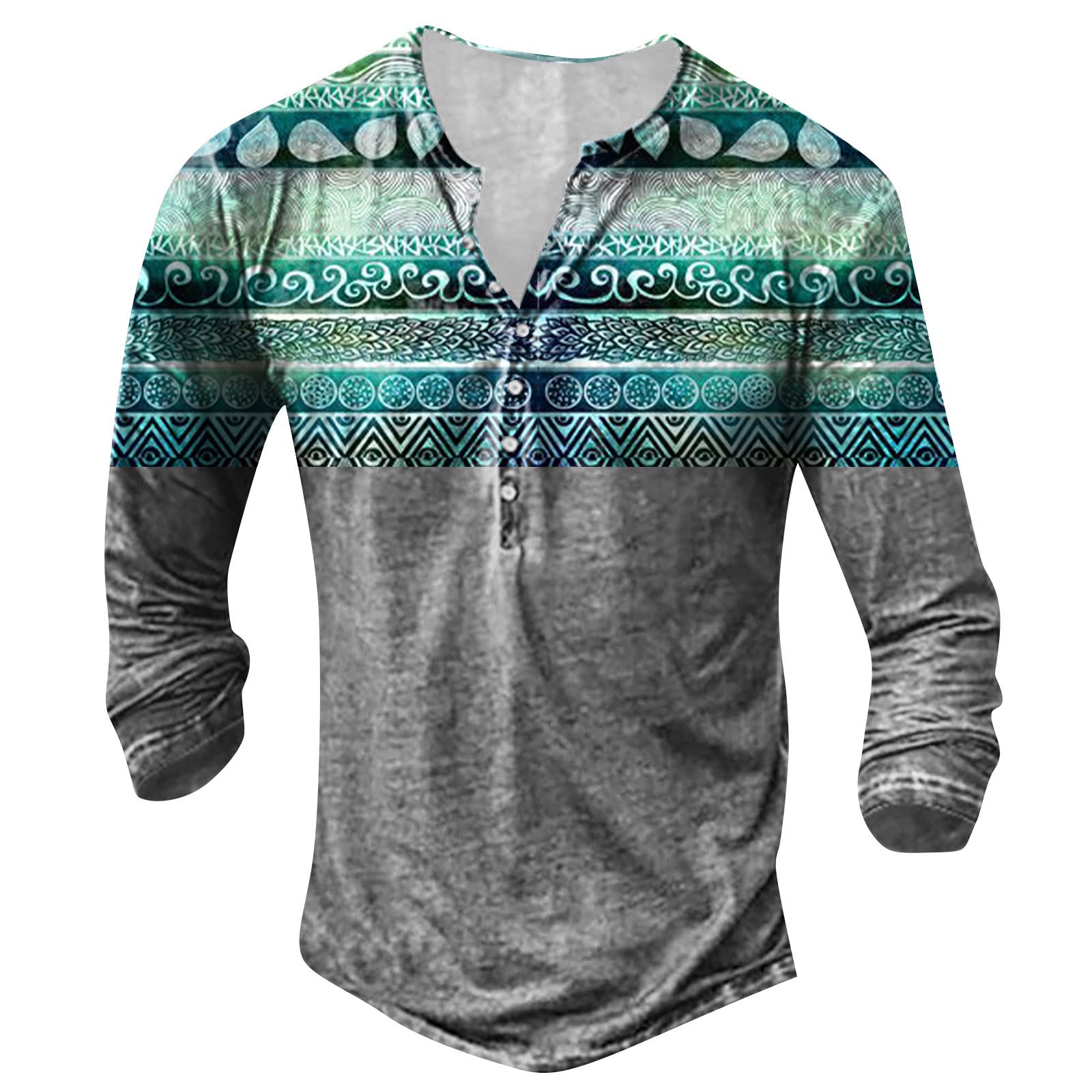 Men's Long Sleeve Graphic and Embroidered Fashion T-Shirt Spring and Autumn Long Sleeve Printed Pullover Top