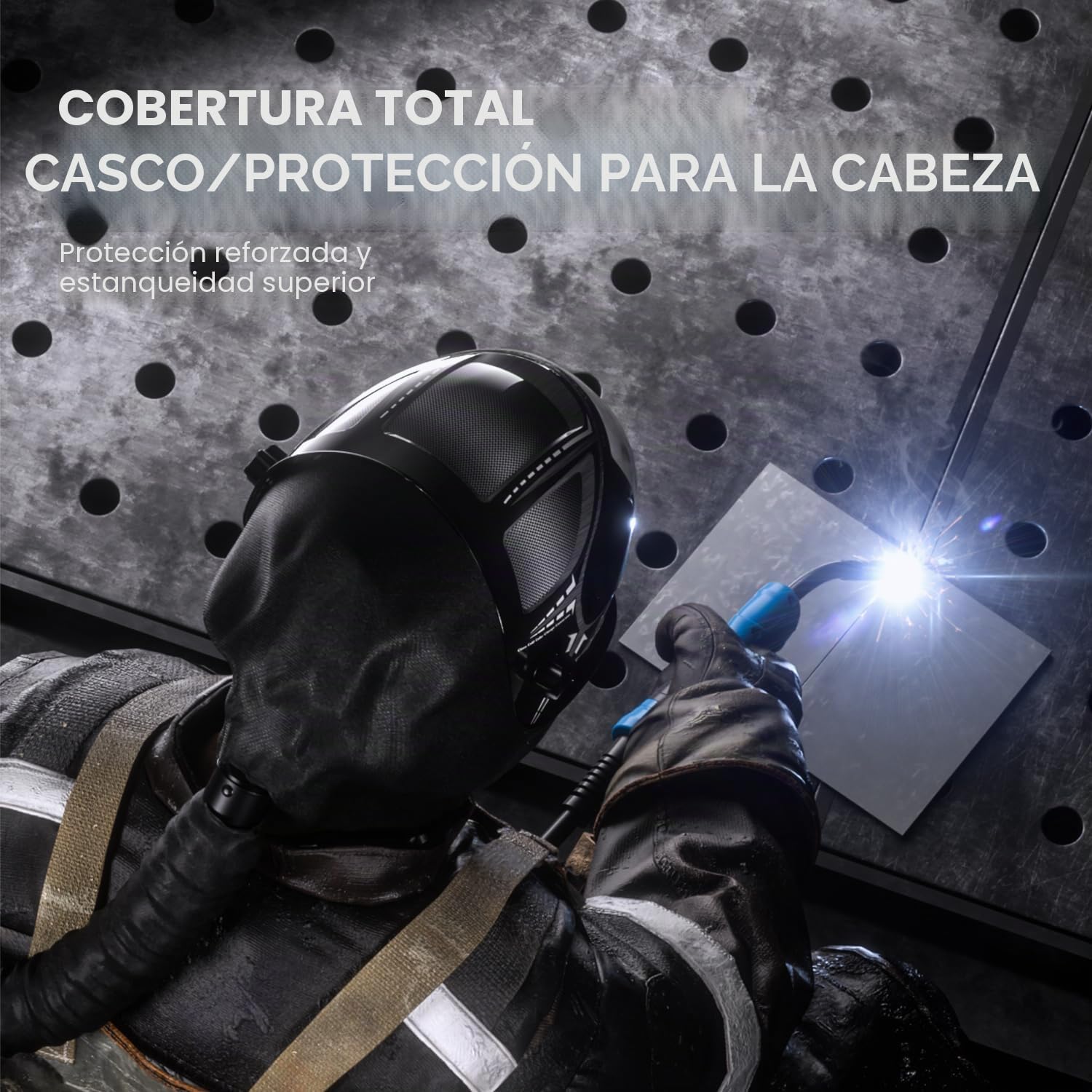 ANDELI Casco de Soldadura PAPR TH3P | Filtración 99.97% EN 12941 | Flujo de Aire 200 L/min | Óptica 1/1/1/2 | Visión Panorámica 180° y LED | para MIG/TIG/MMA