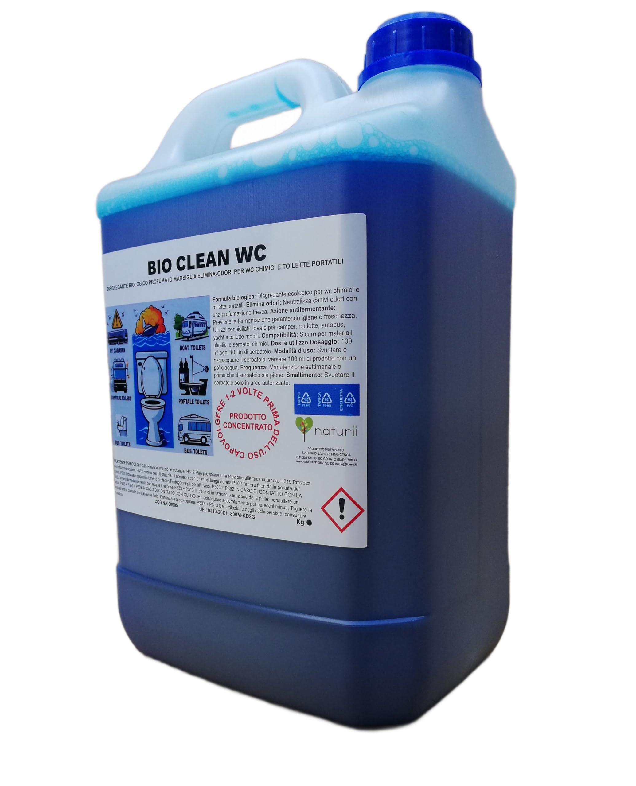 BIO CLEAN WC – Disgregante Biologico Profumato Per WC Chimici E Toilette Portatili – Naturìì