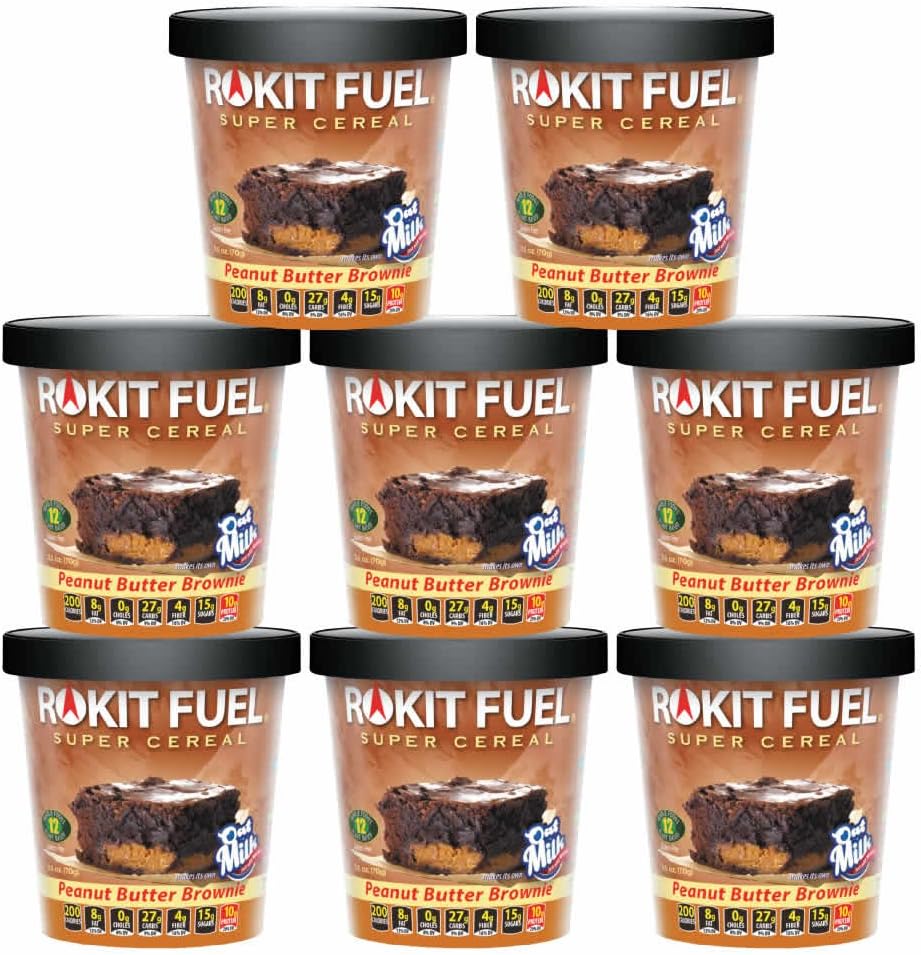 Super Cereal Cup - 8 Ct P B Brownie - Gourmet Whole Foods Breakfast Oatmeal, Natural, GMO Free, Vegan - Single Serve Meal or Snack (Variety Pack) (P B Brownie)