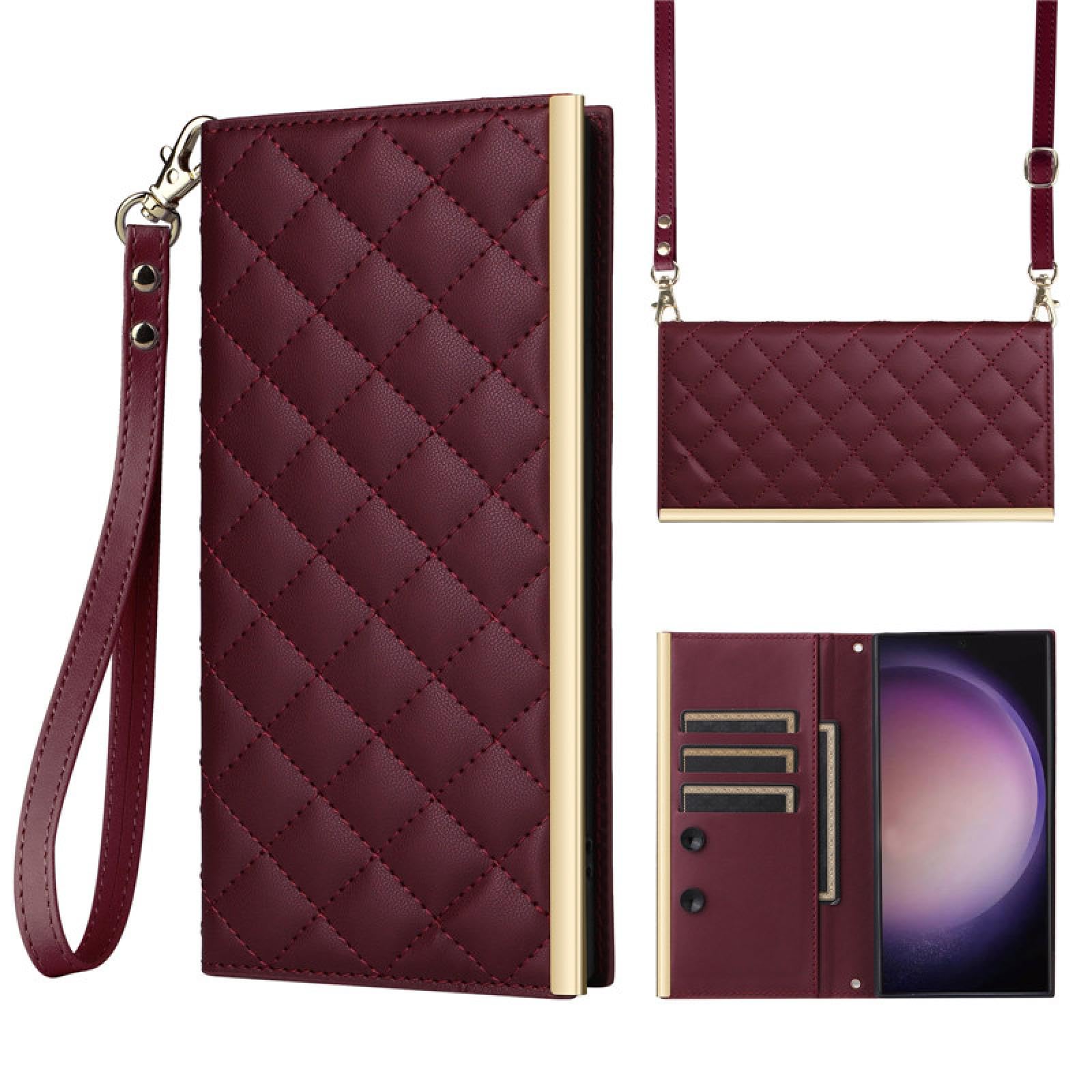 Do Samsung S22 Plus Portfel Skórzany Crossbody Etui na Telefon Karty Smycz Klapka Pokrowiec Torba (Do Samsung S22 Plus/Czerwony)