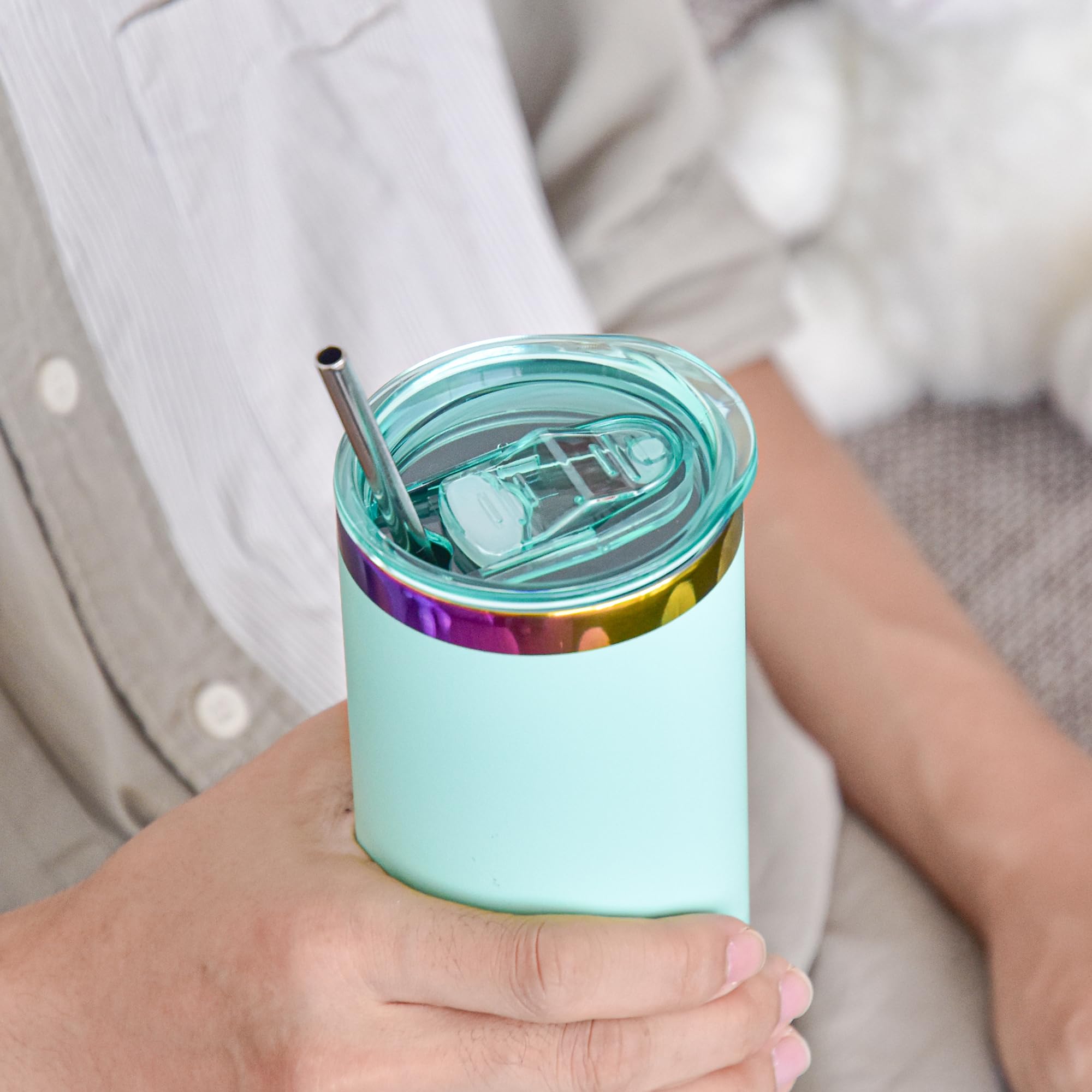 Ersatzdeckel für Skinny Tumbler, 20 oz, 10 Stück, spritzwassergeschützte Kunststoffdeckel, auslaufsicherer, schmaler Schiebedeckel aus Silikon, BPA-frei, mehrfarbig, für Mundbecher