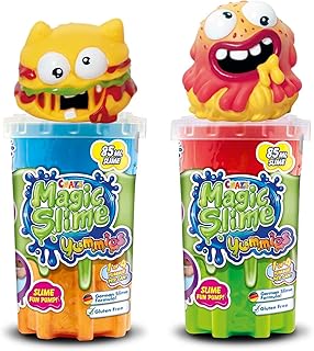 Craze Magic Slime Yummies 2-Pack | Slime Kids in Neon Colours Mixes of Colours with Different Sucking Characters – 2 x 85 ml Can of Slime, Colourful Children's Slime Without Waste