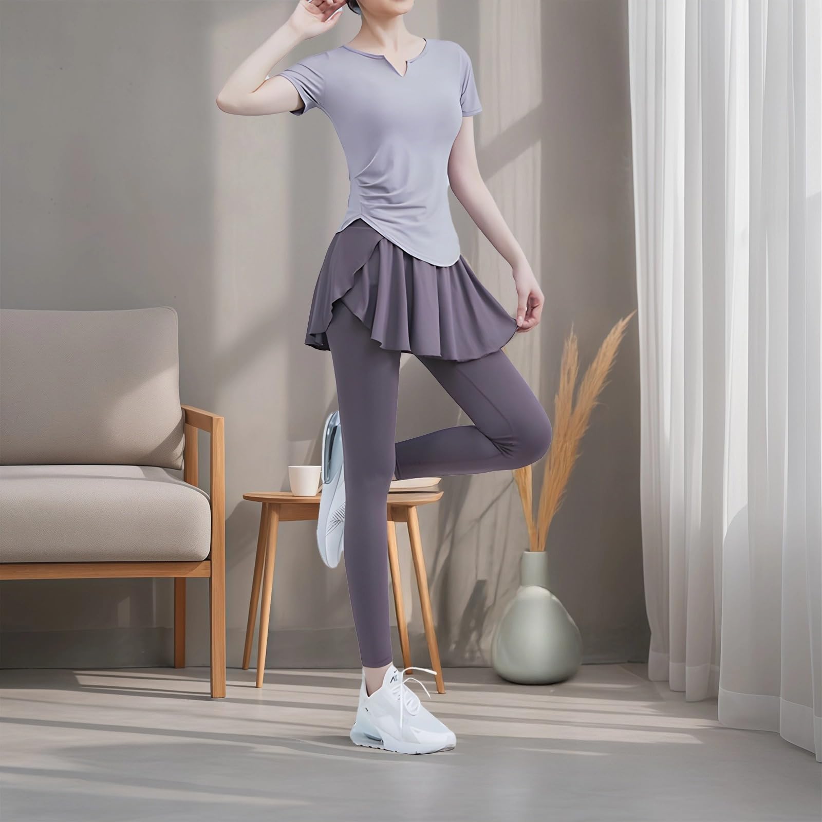 Pilates - Set da allenamento da donna, 4 pezzi, include top da yoga, reggiseno, spandex/poliestere, taglia XXL (61-68 kg)