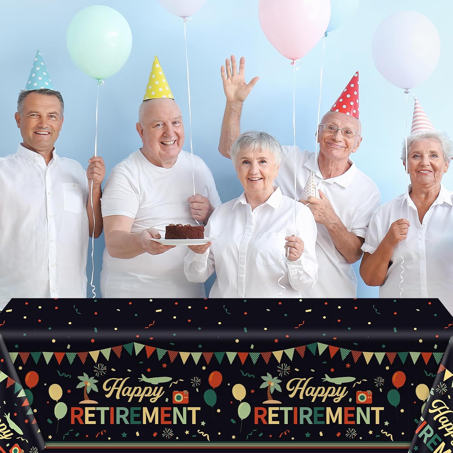 3PCS Vintage Retirement Party Tablecloth for Happy Retirement Decoration Plastic Waterproof Colorful Vintage Disposable Tablecloths Cover for Men Women Going Away Party Supplies, 54 x 108 Inch(Retire)