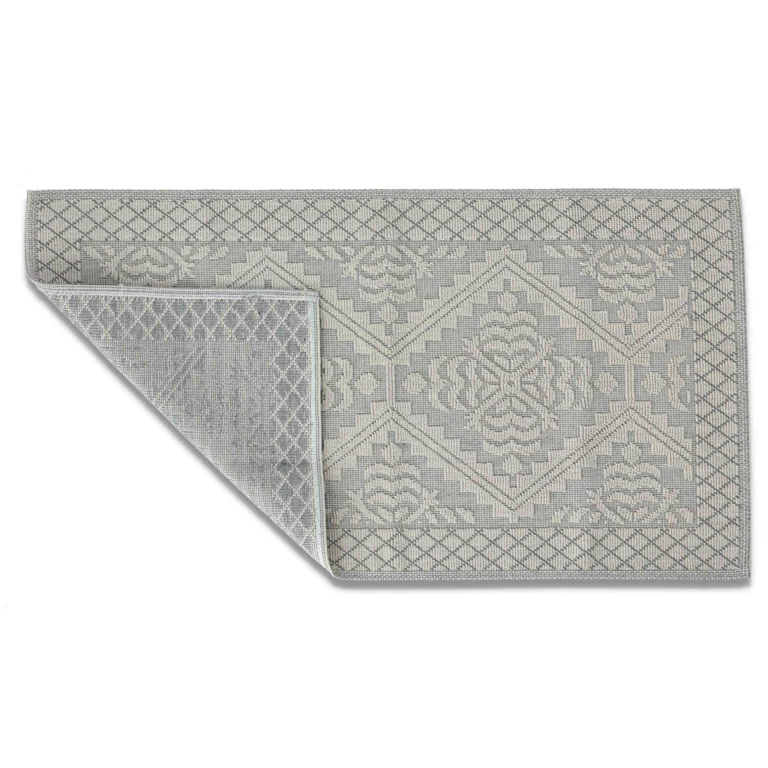 Casatessile Tappeto Cotone Multiuso Cucina Soggiorno Sardinia Tappeto Tipo Sardo, Multiuso, Tappeto Bagno Lavabile in Lavatrice - Grigio Chiaro, 120x180 cm.