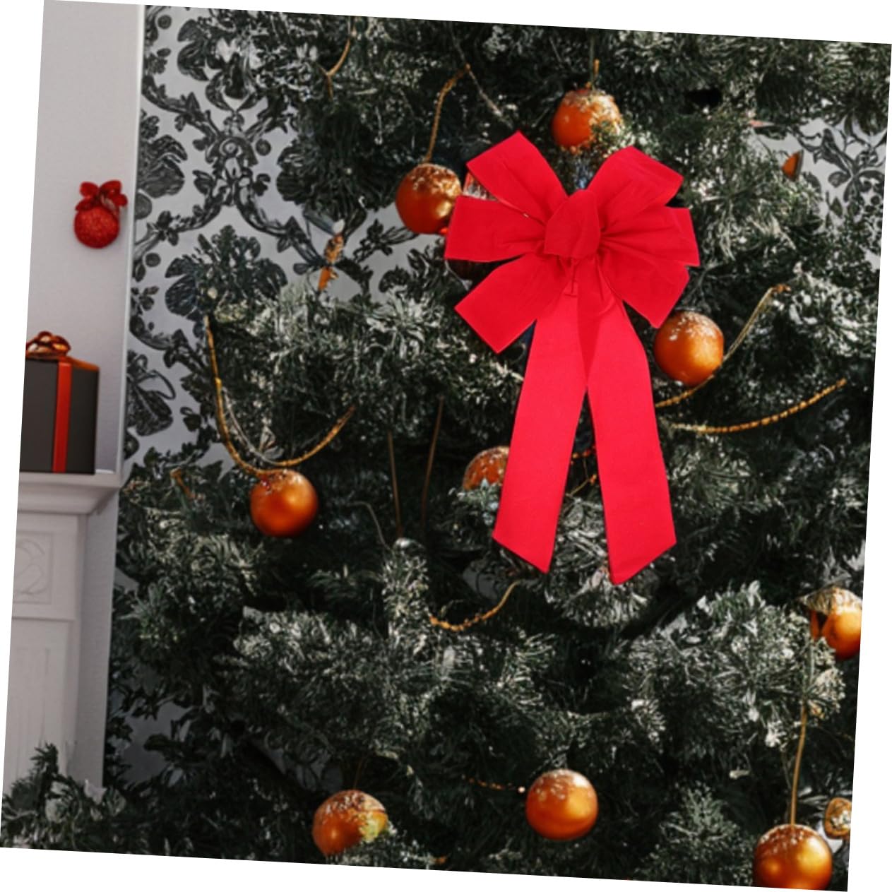 Cabilock 10pezzi Fiocchi in Velluto Rosso Gigante per Decorazione di Albero di Natale Ornamento da Appendere per Feste Matrimonio Casa Fiocco Decorativo per Interni Esterni