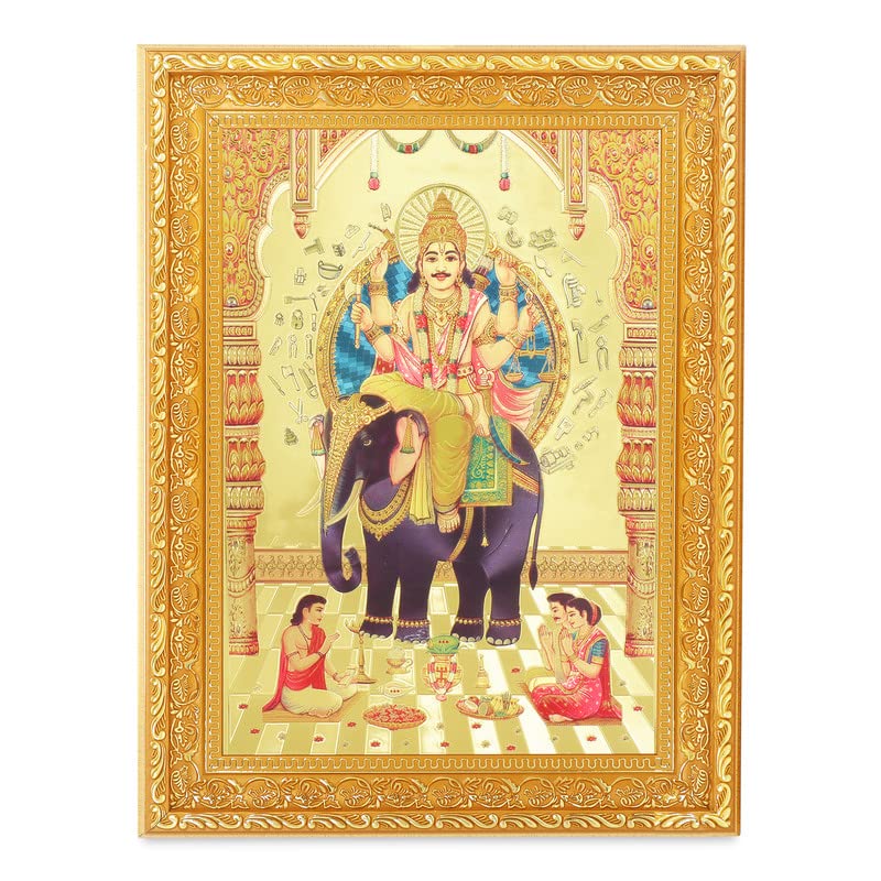 Cadre d'illustration doré Vishwakarma Photo 28x35 cm art spirituel premium