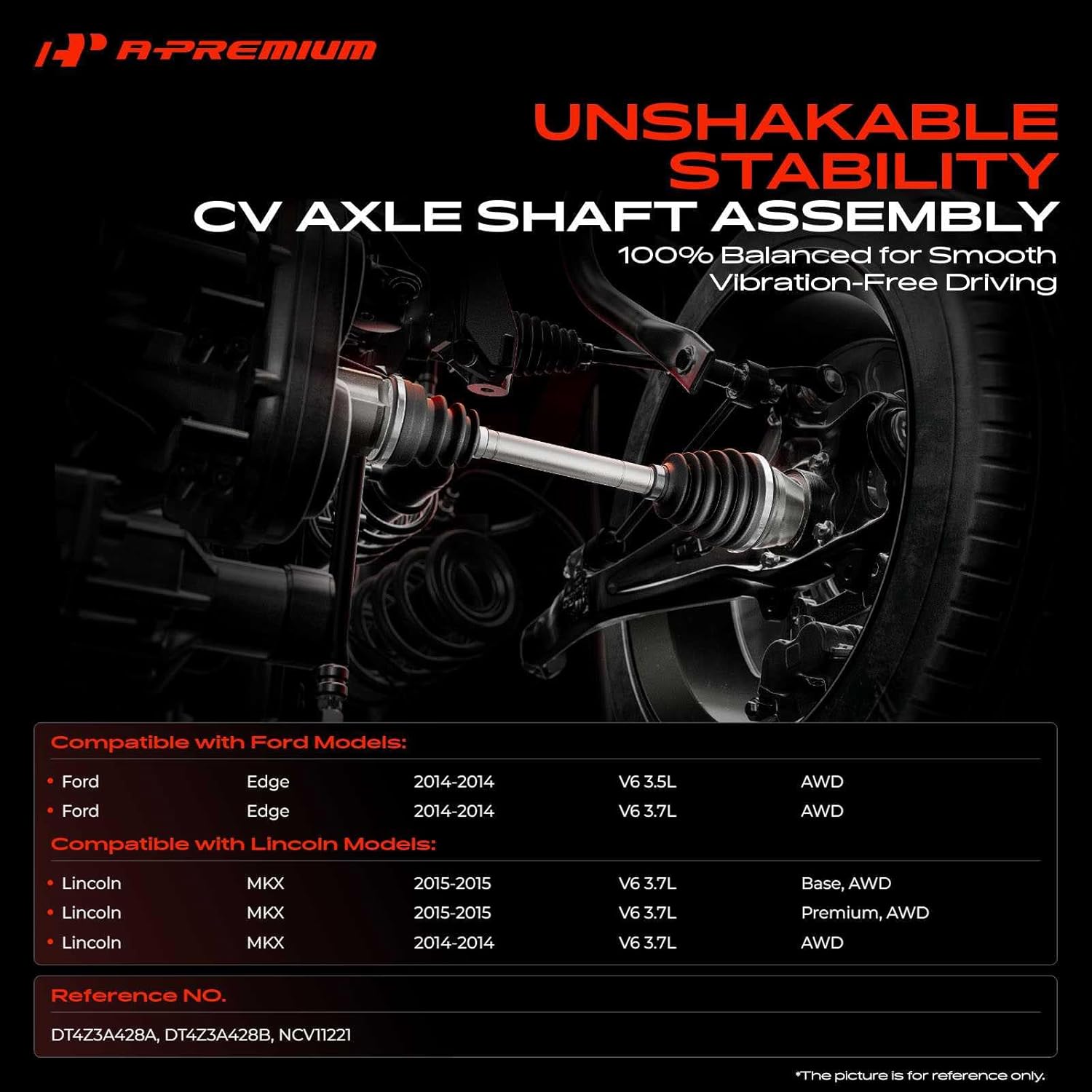 A-Premium CV Axle Shaft Assembly Compatible with Ford Edge 2014 & Lincoln MKX 2014-2015, 3.5L 3.7L, AWD, Front Right Passenger Side, Replace# DT4Z3A428B, DT4Z3A428A,