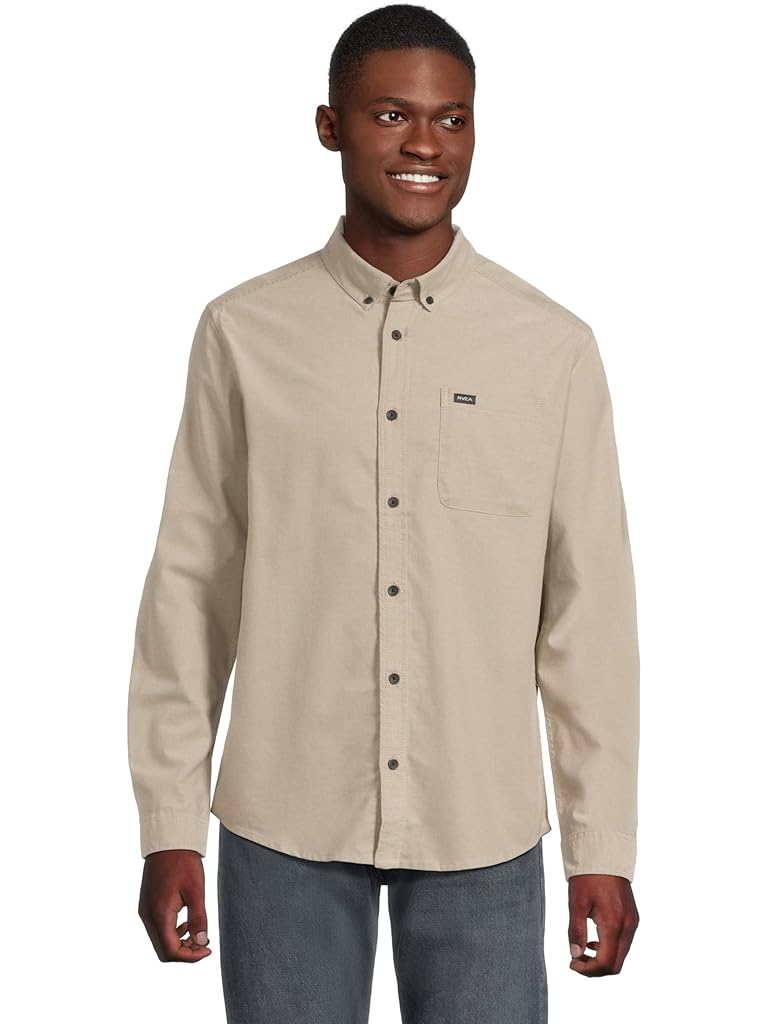 Gray RVCA Thatll Do Stretch Long Sleeve Woven
