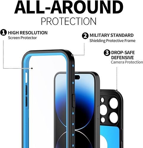 Miniatura 5 de BEASTEK Funda impermeable para iPhone 14 Pro Max, a prueba de golpes, a prueba de polvo IP68 bajo el agua, serie NRE con protector de pantalla